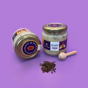 Frasco de miel gourmet con cardamomo de 250 gr.